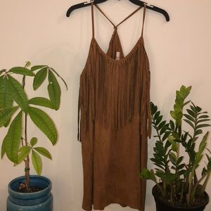 Suade fringe mini dress